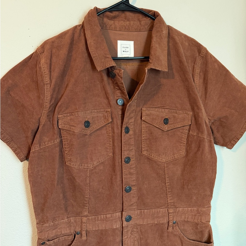 Women’s Cleo + Wolf Jumpsuit corduroy Brown Size XL Western Festival Cowboy - Picture 6 of 9